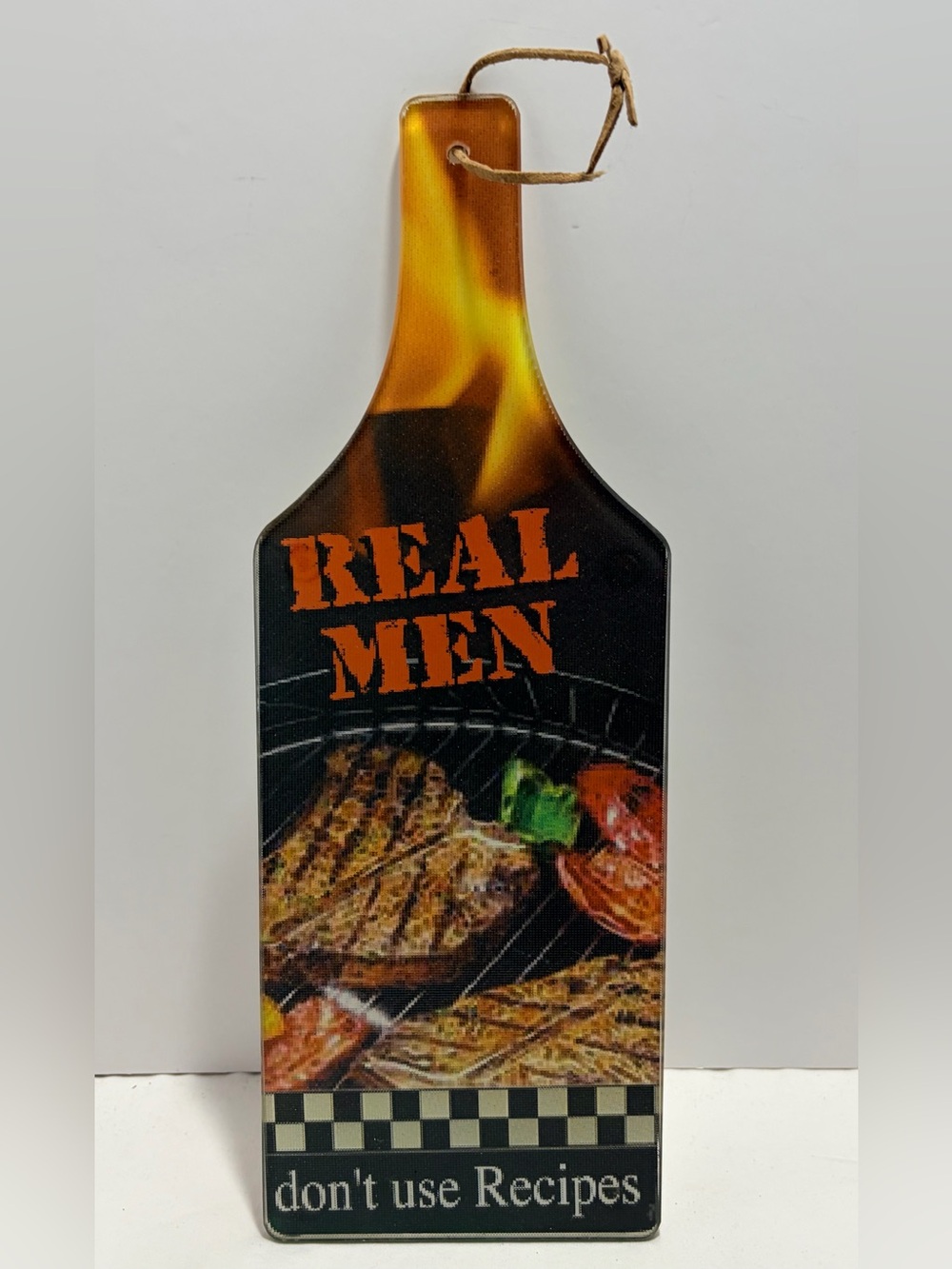Glass Cutting Board “Real Men Don't Use Recipes” BBQ Decor